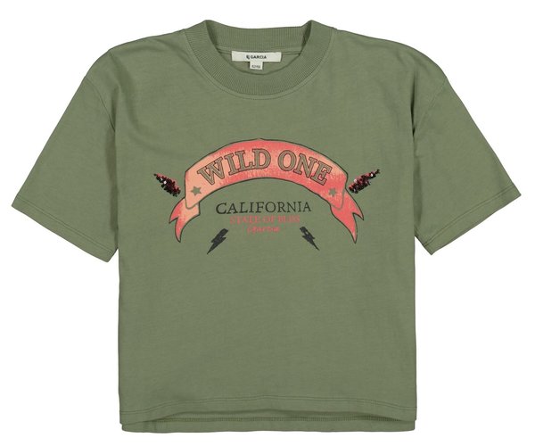 Grünes T-Shirt mit Print für Mädchen von Garcia
