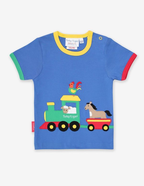 T-Shirt Organic Animal Train Applique von Toby Tiger