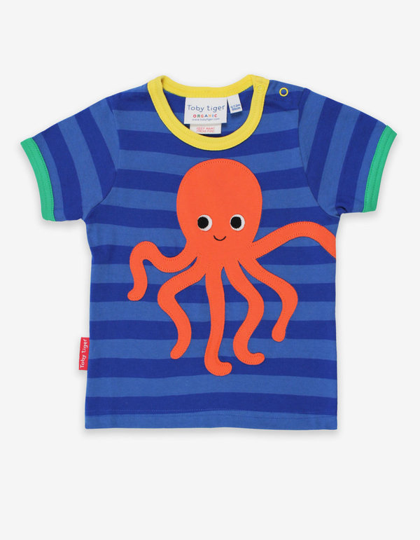 Toby Tiger T-Shirt mit Oktopus-Applikation aus Bio-Baumwolle