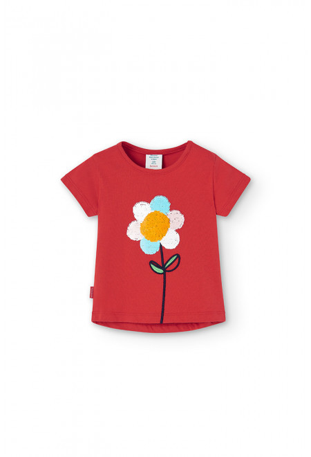 Boboli T-Shirt mit Paillettenblume